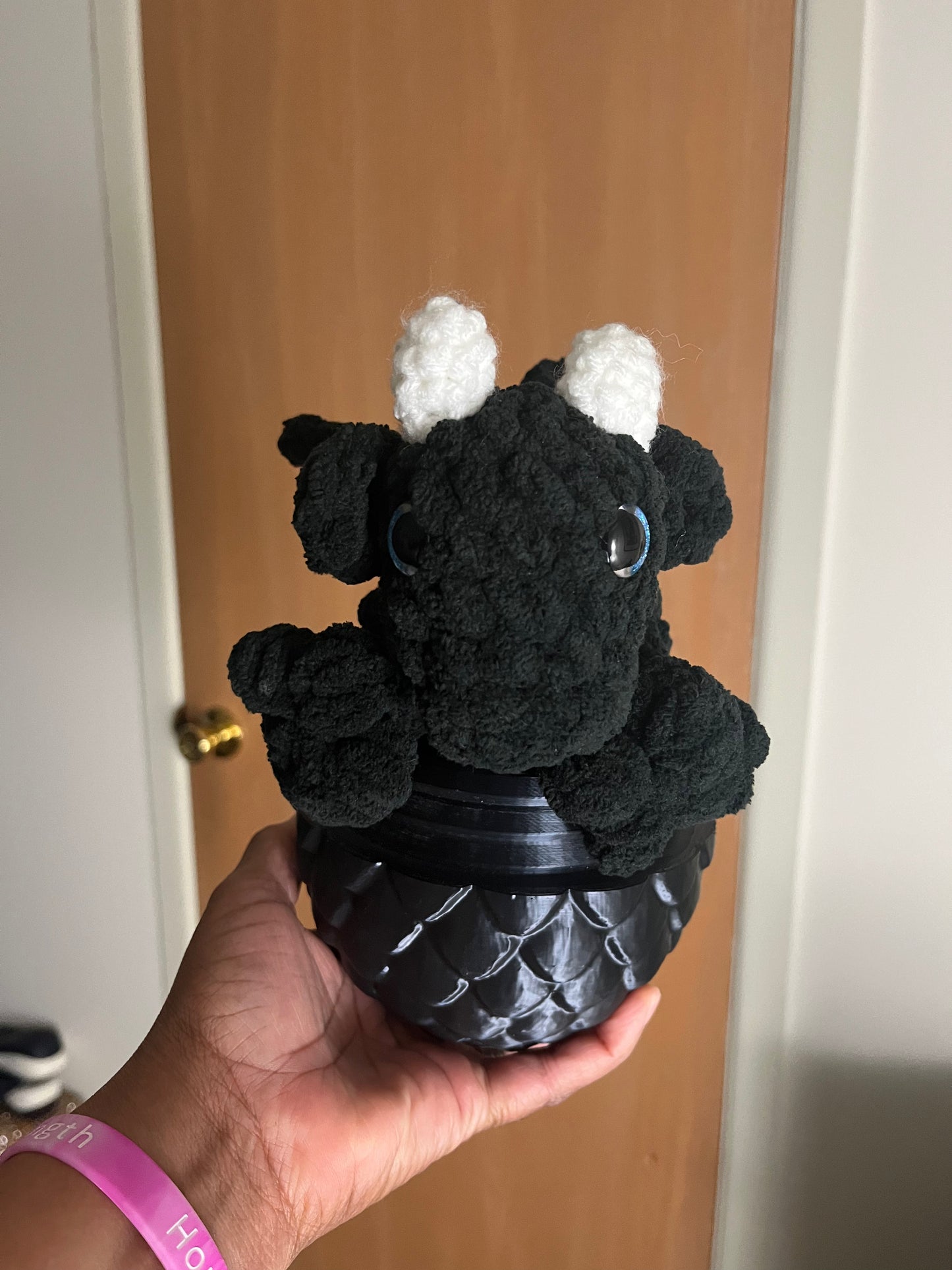 Dart the Crochet Dragon in a 3D Egg