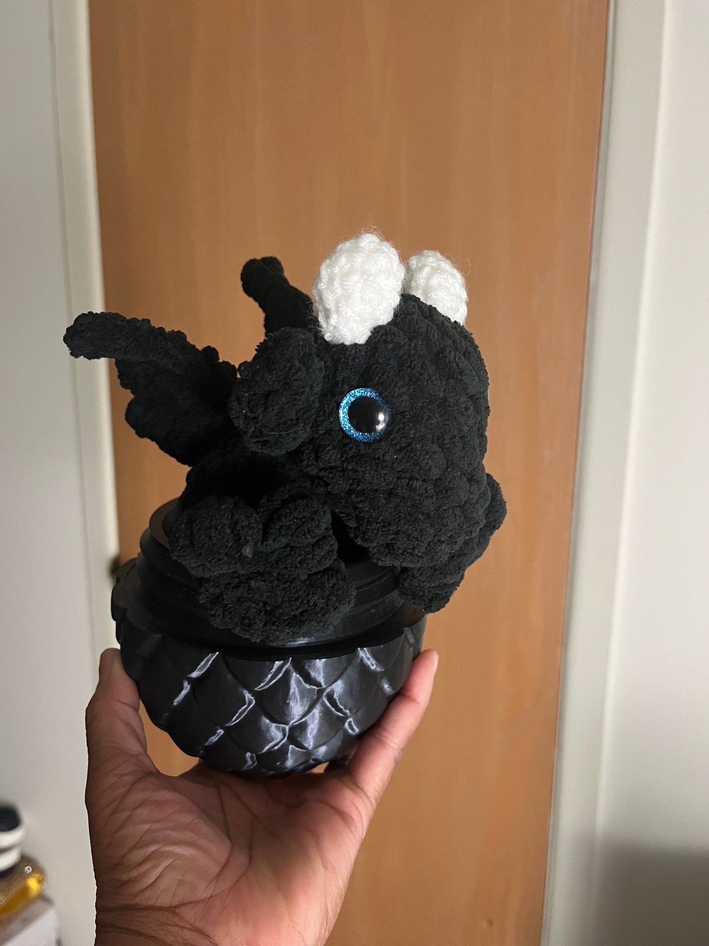 Dart the Crochet Dragon in a 3D Egg